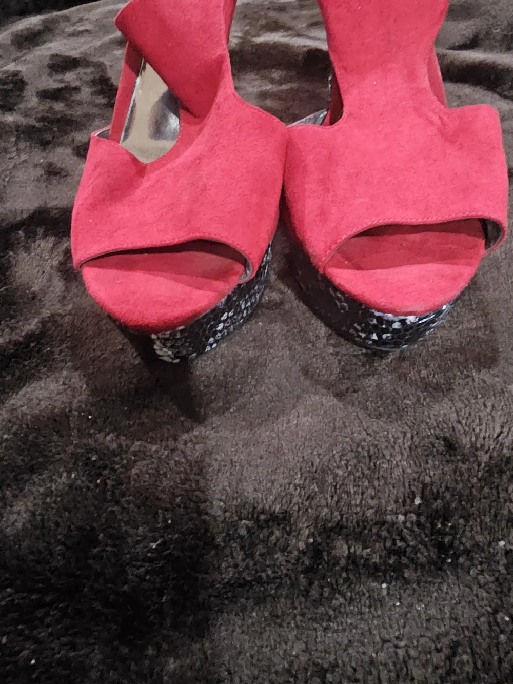 Carlos by Carlos Santana Red Suede Cutout Slingback Heels